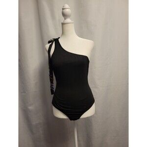 NWT Lulu's Alicialynn Black Halter One Shoulder Bodysuit Womens Small